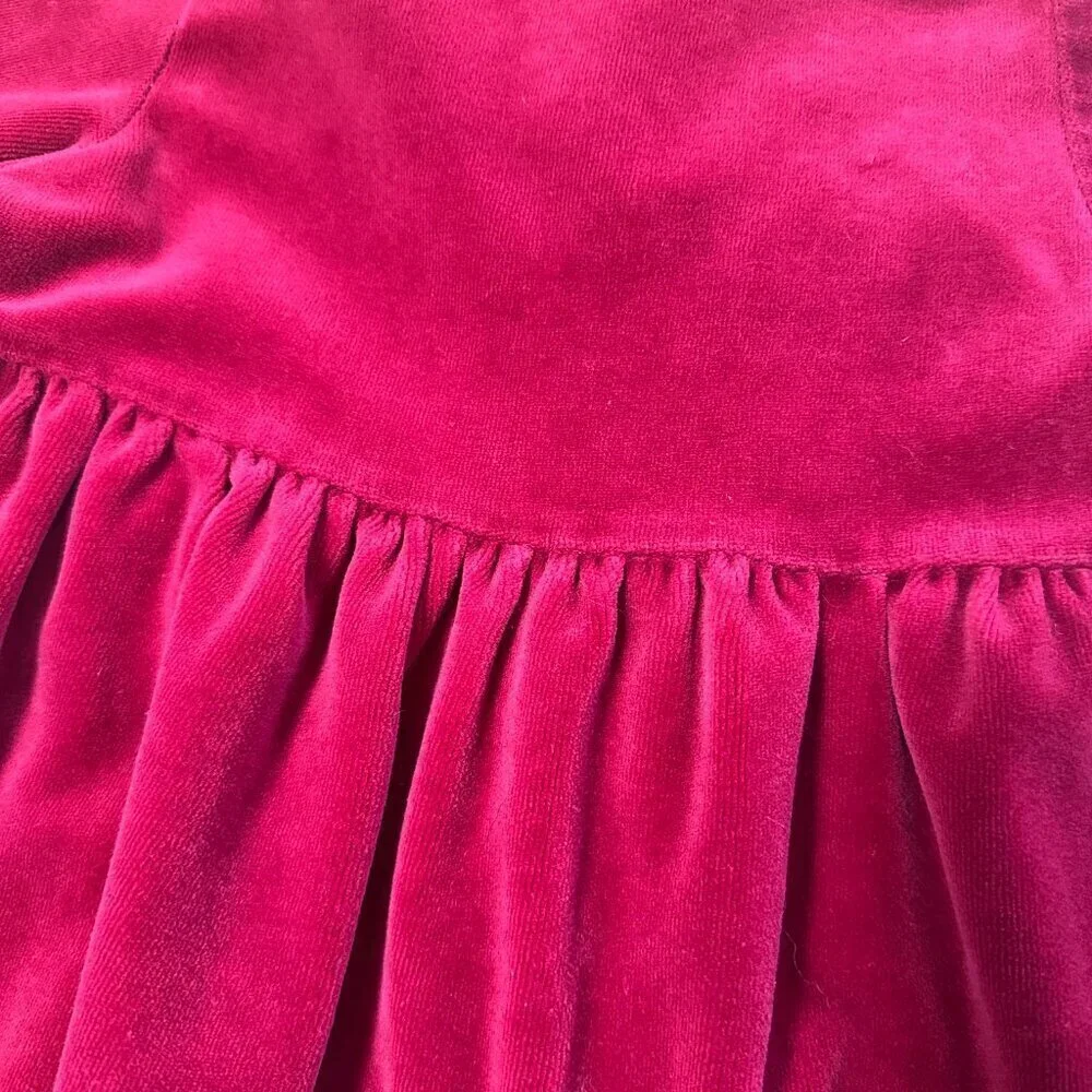 Vintage BABY GAP Red Velour Dress Size Large 12-18 Months w/ Frog Button Details